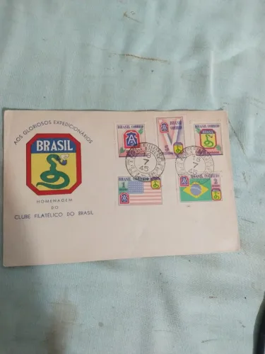 Selo e envelope da FEB de 1945 Força Expedicionária Brasileira Exército Militar 