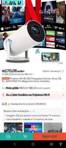 Projetor de Imagem HD