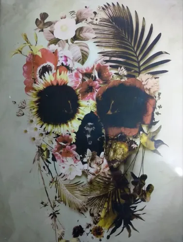 Quadro Gravura Caveira Floral - Garden Skull.