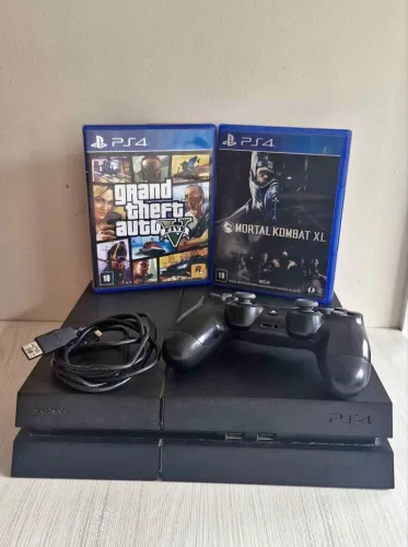 PlayStation 4 Slim 500GB + 1 Controle Originais - Ótimo Estado | 2 jogos