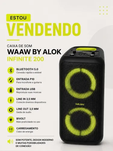 Caixa de Som Waaw by Alook Infinite 200 Bluetooth | Bivolt