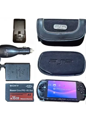 Sony portátil PSP slim 3001 Black piano cartão e acessórios originaisos