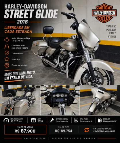 HARLEY-DAVIDSON STREET GLIDE -TROCAS MOTO MENOR VALOR