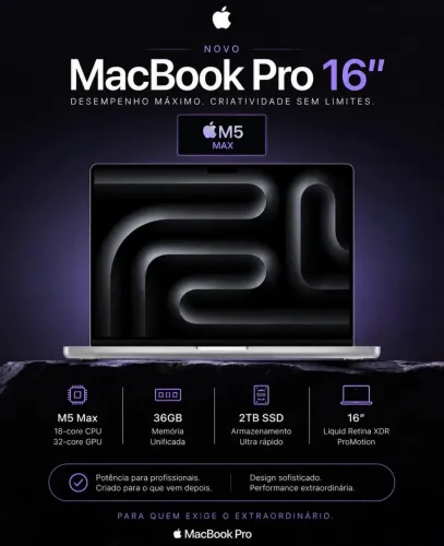 MacBook Pro M5 Max 36GB 2TB TELA 16 NOVO LACRADO NOTA E GARANTIA!!