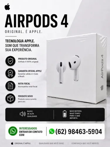 Airpods 4 - Original, Novo, Lacrado: R$1000,00