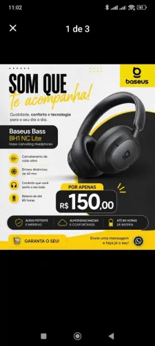 Fone De Ouvido Baseus Bass Bh1 Lite Bluetooth 80h Playtime
