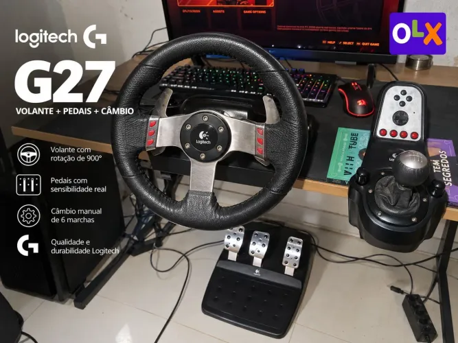 Logitech G27 completo - volante + pedais + câmbio - funcionando perfeitamente