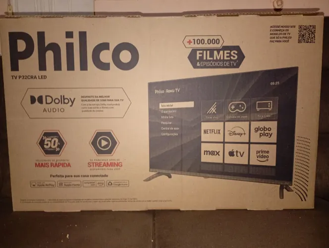 Smart TV 32" Philco Sistema comando Voz Roku