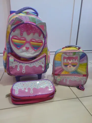 Kit mochila com rodinha infantil