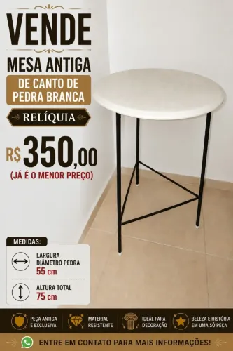 Mesa antiga de canto de pedra branca<br>