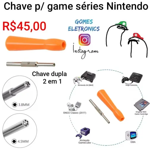 Chave para Super Nintendo vídeo game Snes Nintendo 64 Sega etc (Loja Física).<br>