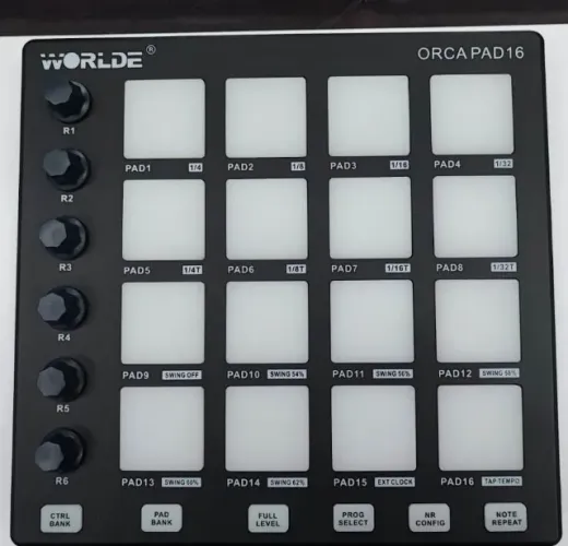 WORLDE ORCA PAD16 controlador MIDI de 16 PADS para Estúdio e Produção de Beats