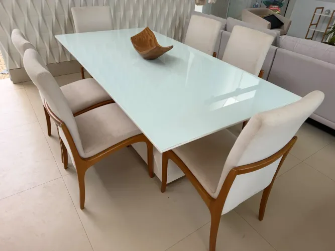 Mesa de Jantar de Vidro com 6 Cadeiras