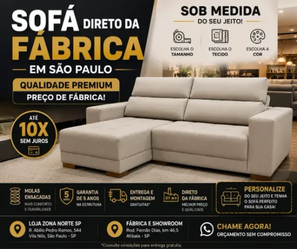 Sofa sob medida da fabrica em sao paulo -  10x sem juros - paga só na entrega