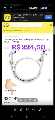 Ducha Higiênica Flexível Kelly Metais Prateado Liga Metálica 167 V-33.