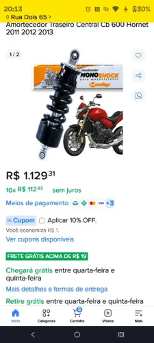 Vendo amortecedor original da Hornet 