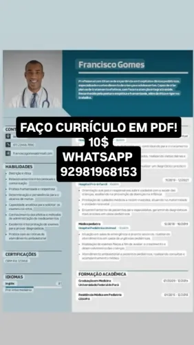 Faço currículo em PDF na hora!