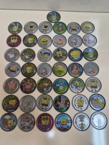 Vintage- Tazos Elma Chips 2004 - lote 43 tazos metalizados job esponja - conforme fotos