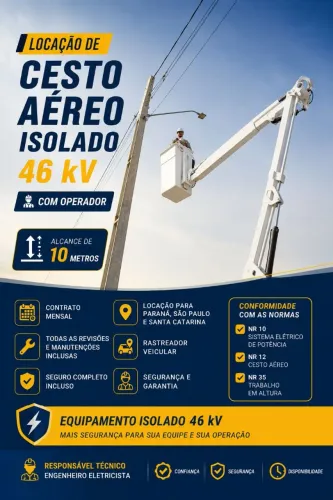 Locação Cesto Aéreo Isolado 46kV - 10 metros