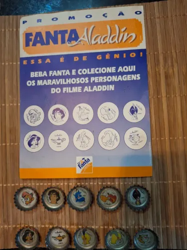 Coleção completa Fanta Aladdin 1993 tampinhas mais a cartela 