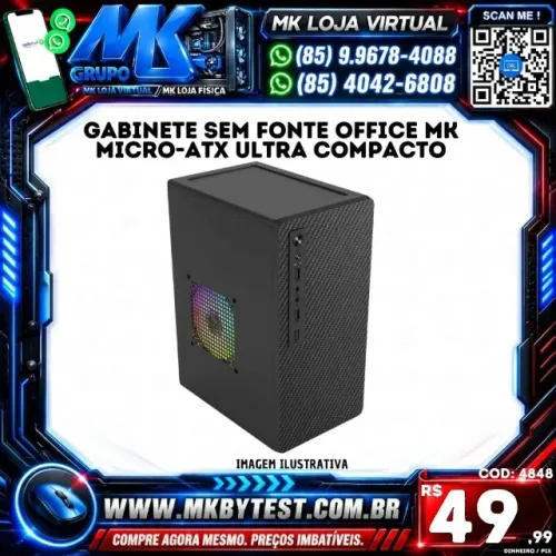 Gabinete sem fonte Office Mk Micro-ATX Ultra Compacto