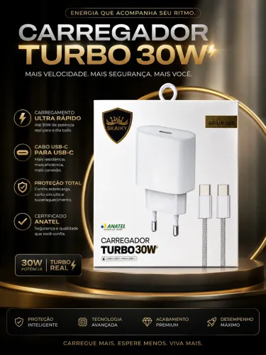 ? **CARREGADOR TURBO 30W ? CARREGUE SEU CELULAR MUITO MAIS RÁPIDO!**