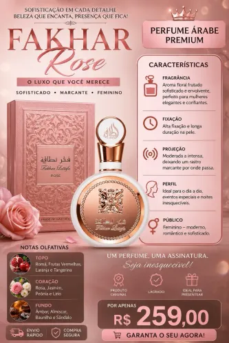 Perfume árabe fakhar rose