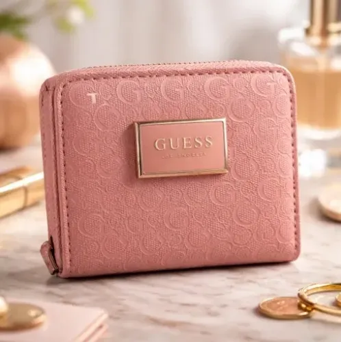 Carteira Guess Feminina Small Zip Original Rosa