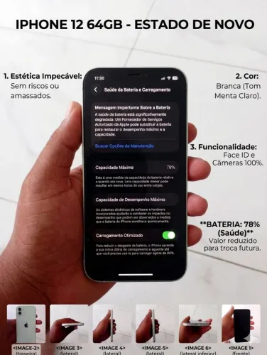 iPhone 12 64GB Branco - Estado de Novo!