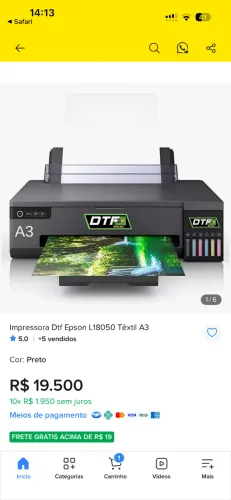 Impressora DTF têxtil A3