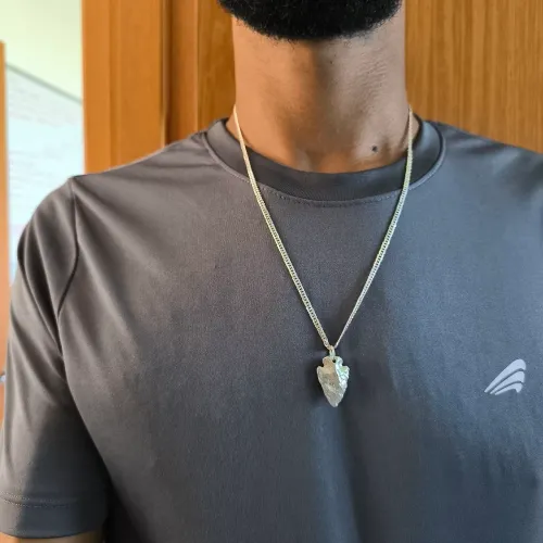 Corrente de prata elo duplo com pingente ponta de flecha, entrega imediata, peça única