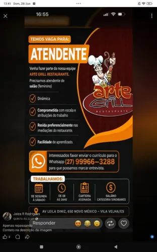 Vaga para atendente 