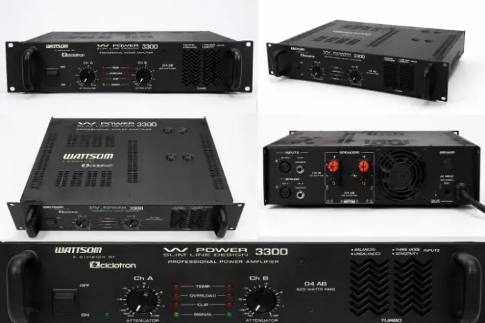 Amplificador profissional Wattson Ciclotron Power 3300, ideal para som de eventos, igrejas
