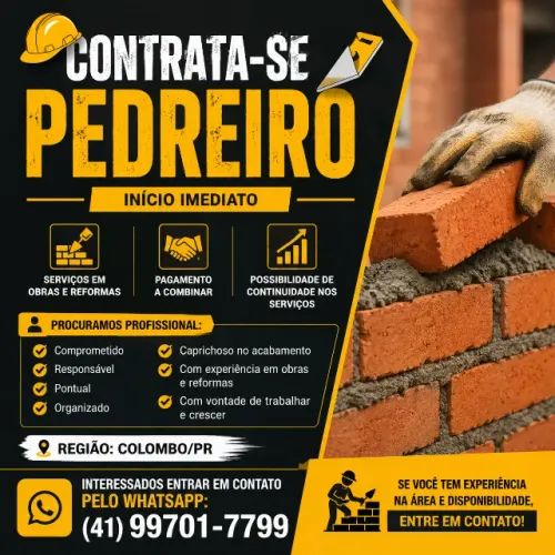 PEDREIRO / CONTRATA-SE 