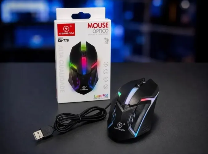 Mouse Óptico Gamer Átomo Cabo 1.5m C/ Luzes Led (Na Caixa)