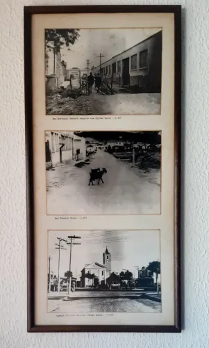 Fotos antigas, emoldurada, de São Bernardo do Campo 31cmx64cm