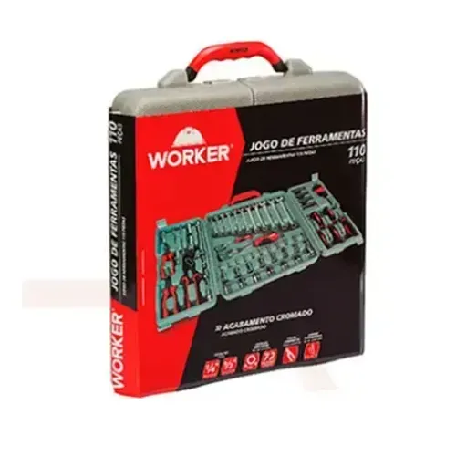 Kit Jogo De Ferramenta Maleta 110 Peças Soquete Chave - 980803 - Worker