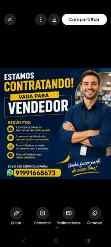 Vaga para vendedor interno
