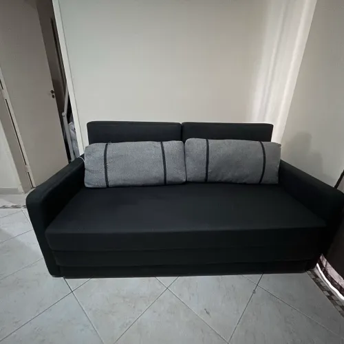 Sofá cama Herval linho na cor grafite