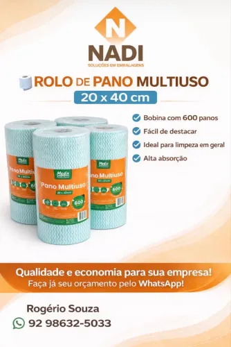 Rolo de pano multiuso com 600 unidades 