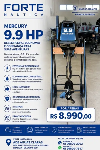Motor de Popa Mercury 9.9 HP ? Pronta Entrega | R$ 8.990
