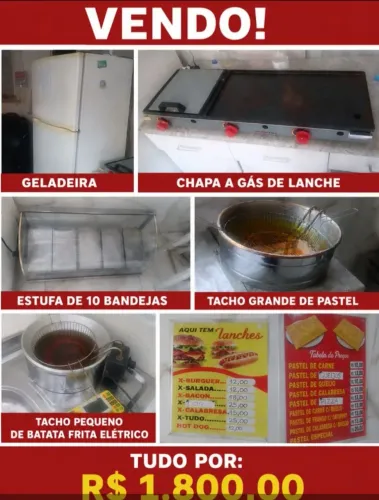Vendo equipamentos de lanchonete