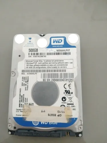 HD WD 500 gb 2.5 pol p/notbook 