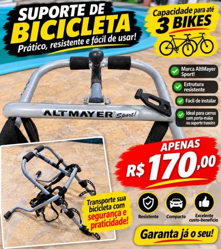 Suporte para bicicleta Alt Mayer Sport p/ 3 Bikes