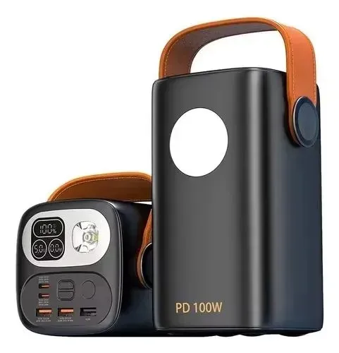 Power Bank 60000mAh Tomada AC USB Tipo C Luz Emergência 22,5W Portátil