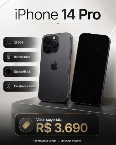 iPhone 14 Pro 256GB Space Black | Bateria 86% | Excelente estado