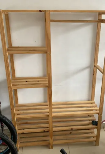 Estante Arara Com Prateleiras Guarda Roupa em PINUS