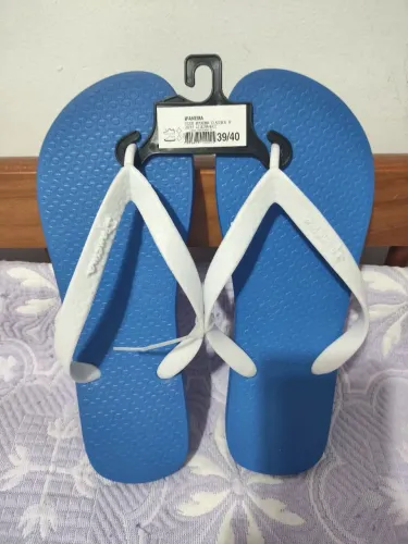 Chinelo Ipanema masculino novo tamanho 39/40 clássico azul com tiras brancas 