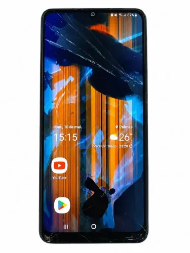 Samsung Galaxy A12 64GB 4GB RAM Tela trincada com mancha preta funcionando normal 