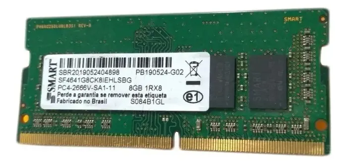 Memória Ram Ddr4 Smart 8gb 2666mhz Modelo Sf4641g8ck8iehlsbg p/ Notebook
